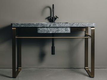 VANUATU SINGLE - Console travertine washbasin with towel rail by Maami Home - view 2